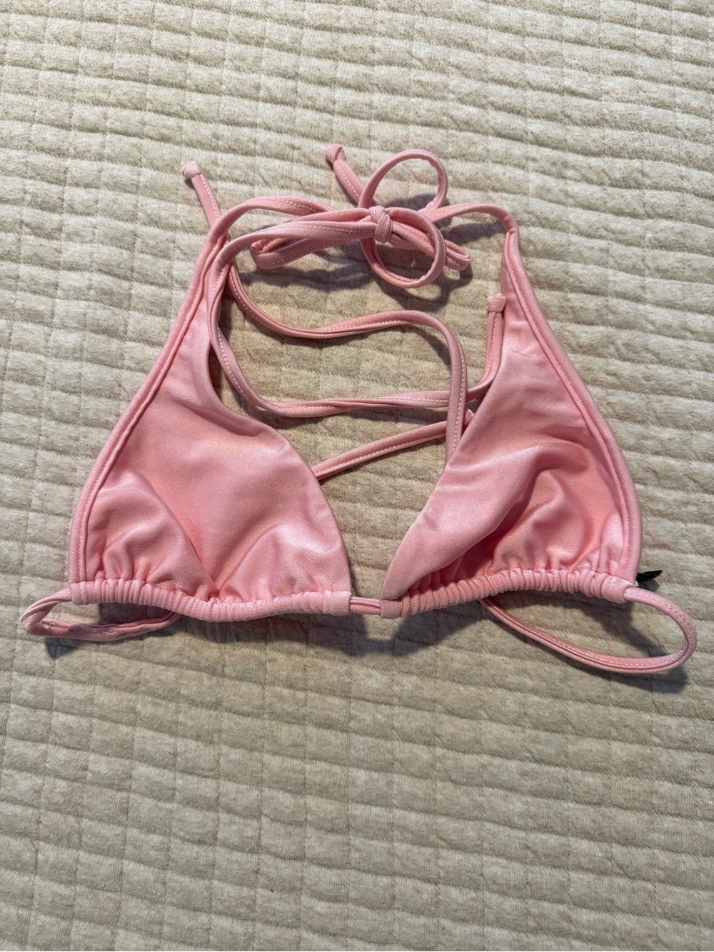 Vix Paula Hermanny Pink Shimmer String Bikini Triangle Top Small
